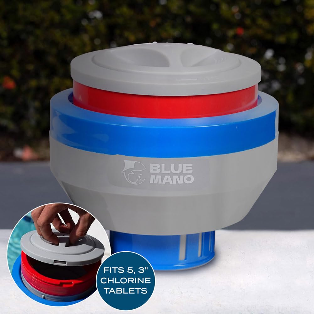 Blue Mano chlorine floater adjustable flow vent enables controlled dosing