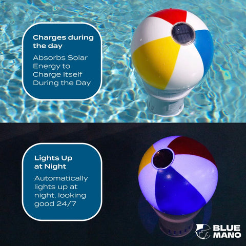 Blue Mano large-capacity chlorine dispenser reduces refills during pool season.