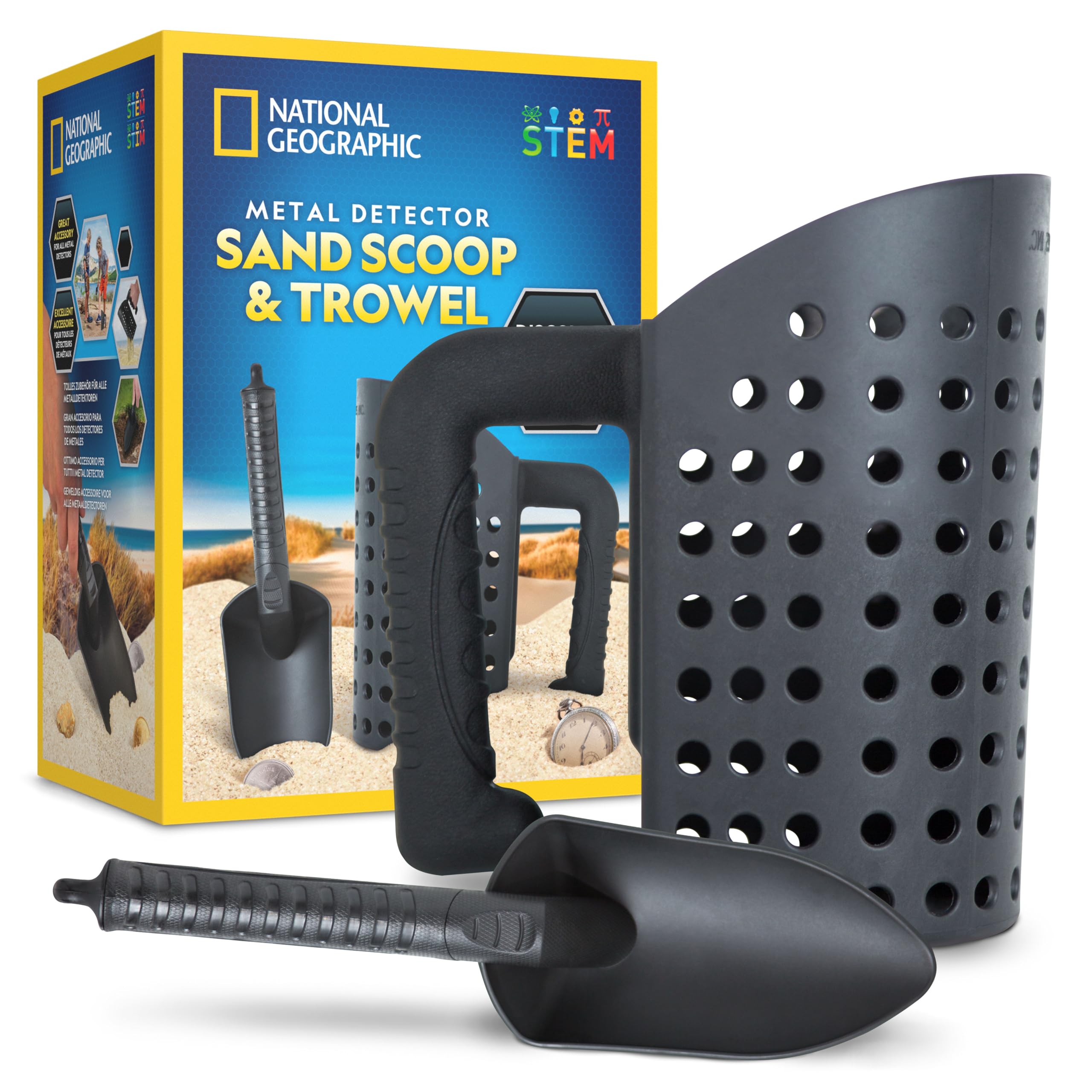 Blue Marble sand scoop for metal detecting, designed to sift sand quickly.