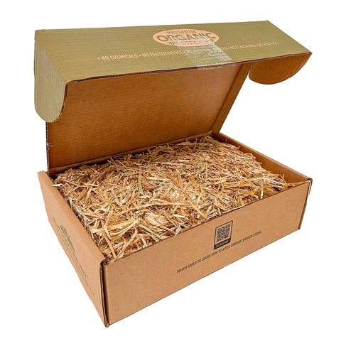 Blue Mountain Hay Organic Garden Straw loose fibers provide topsoil moisture retention