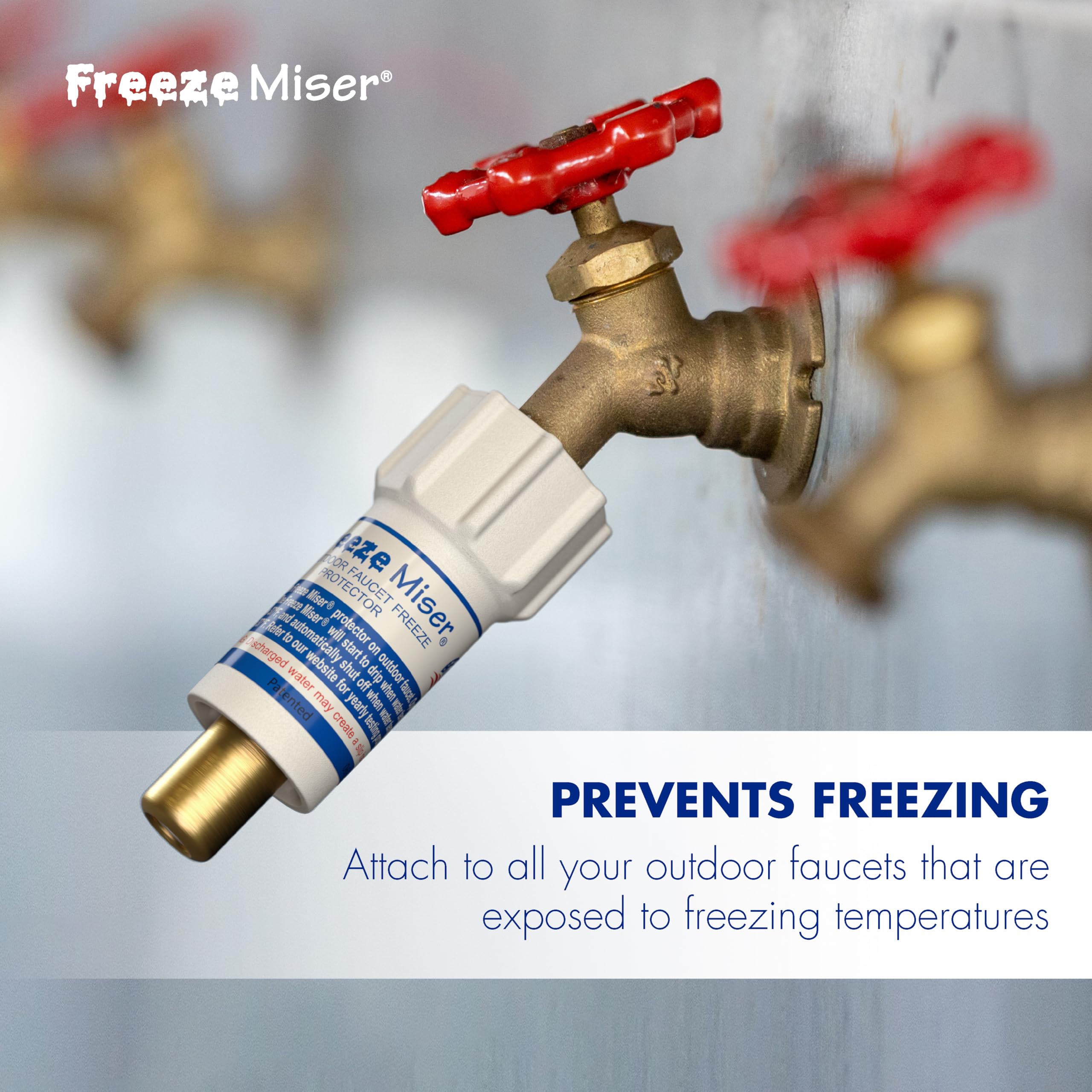 Blue Penguin Freeze Miser activates at low temperatures to protect pipes.