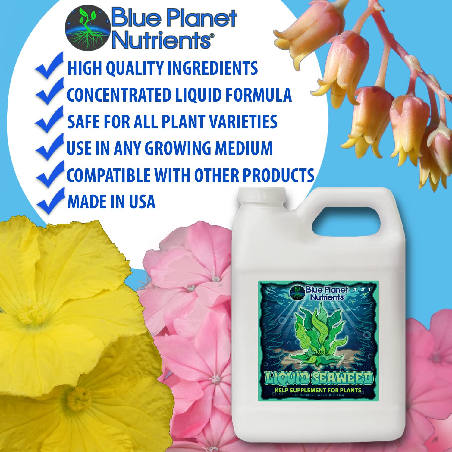 Blue Planet Nutrients dilution in water demonstrating simple garden feeding routine