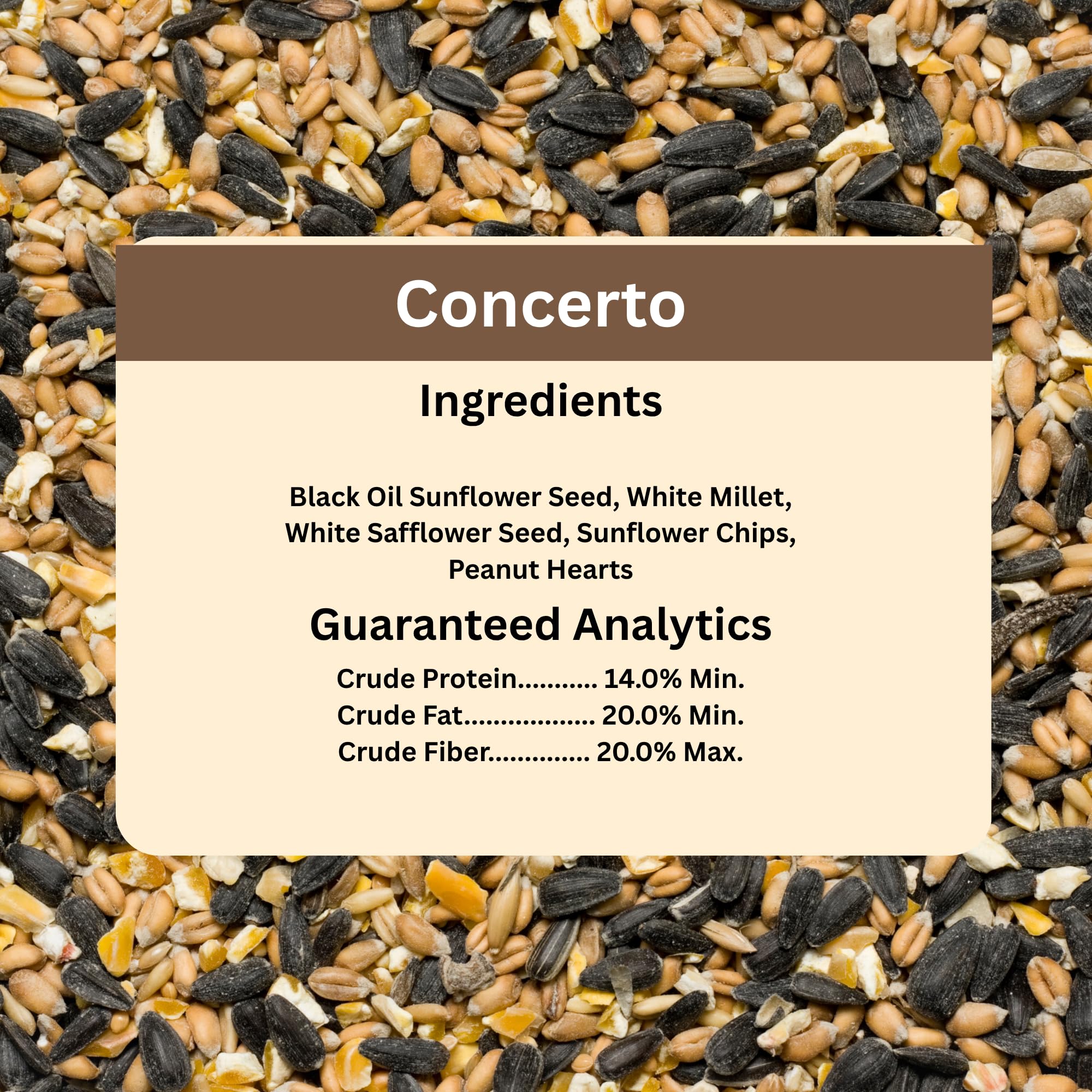 Blue Seal Concerto product label highlighting the 20-pound bag