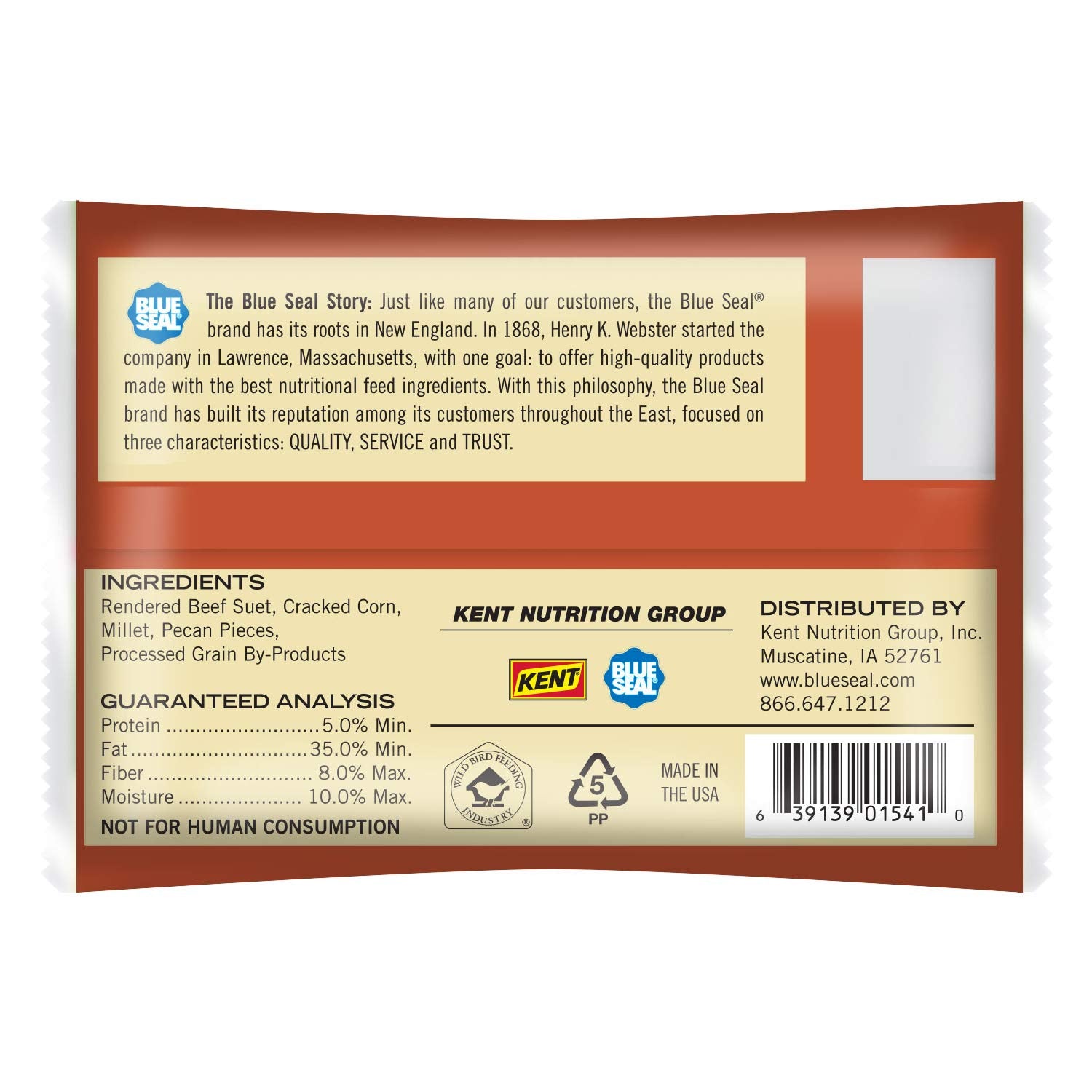 Blue Seal melt-resistant suet cake on feeder setup for mess-free feeding outdoors.
