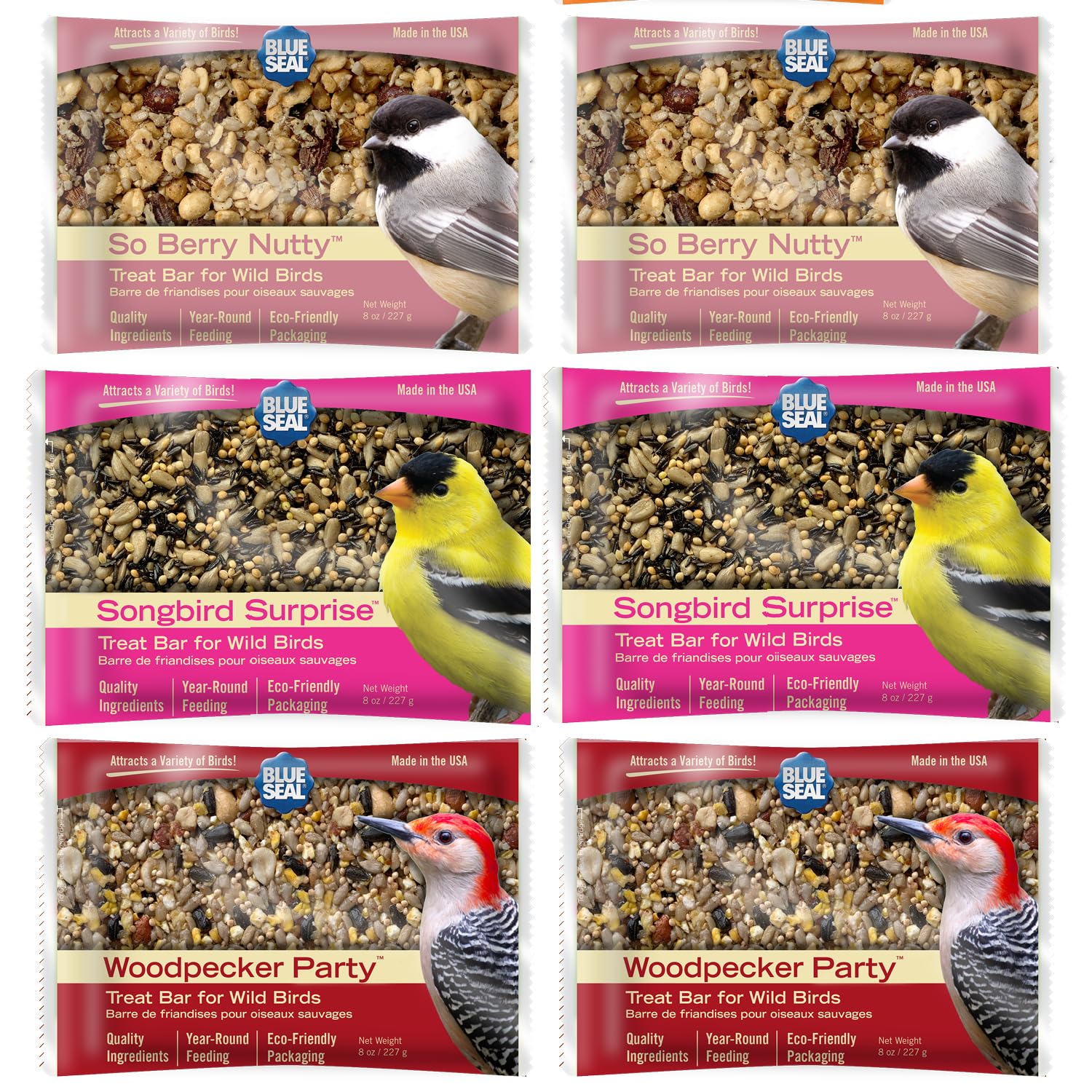 Blue Seal Suet Bars variety pack six-visual for year-round bird feeding