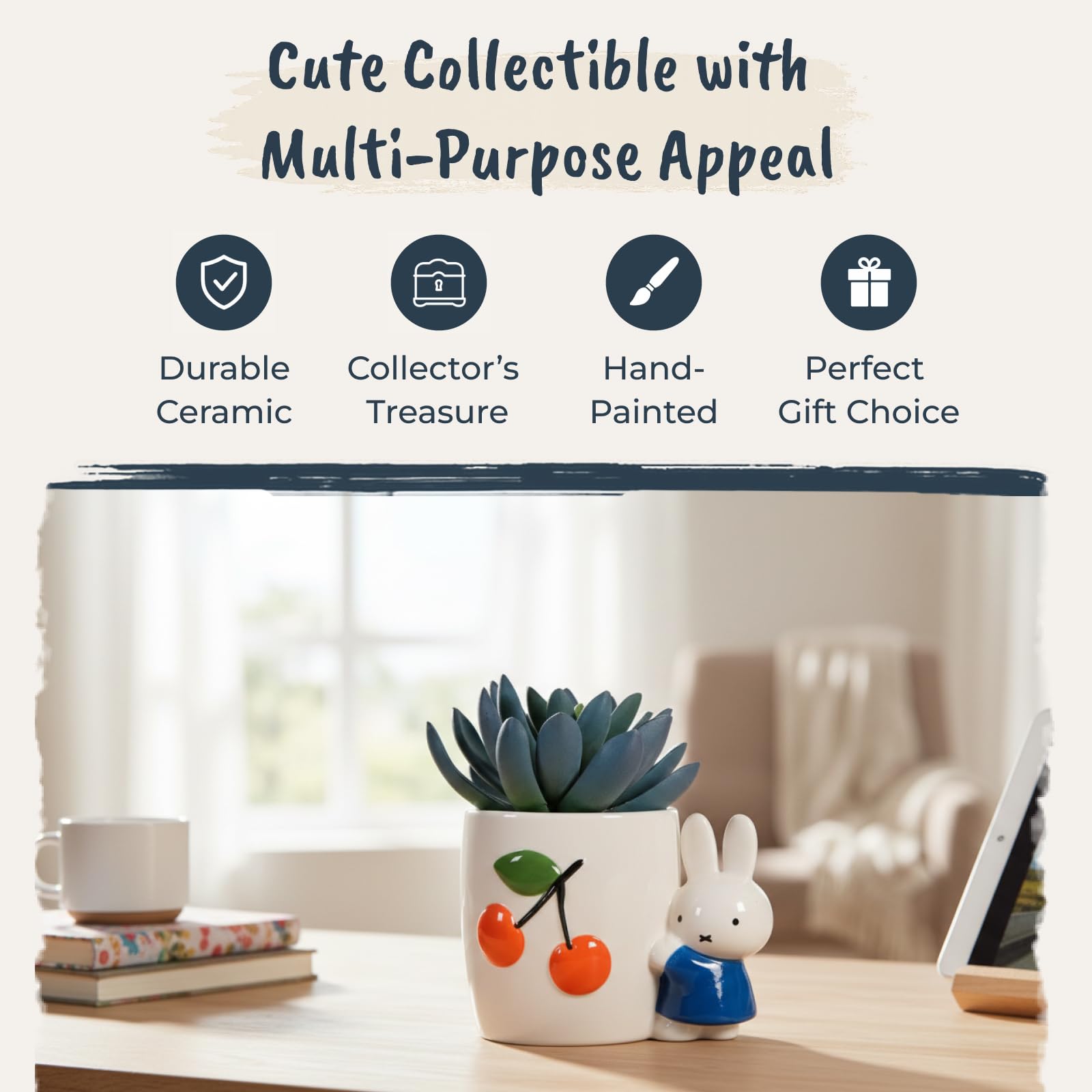 Blue Sky Clayworks Miffy Cherry planter made from durable ceramic for daily use.