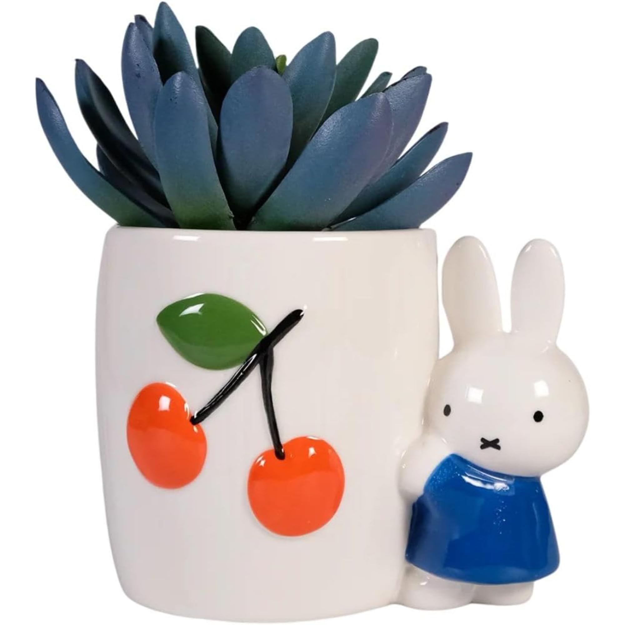 Blue Sky Clayworks Miffy Cherry planter with shy Miffy figure, ideal for a windowsill.