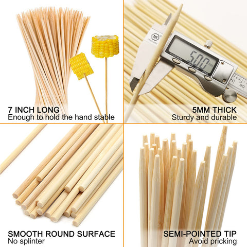 BLUE TOP bamboo skewers 5mm diameter for sturdy, reliable barbecue skewering