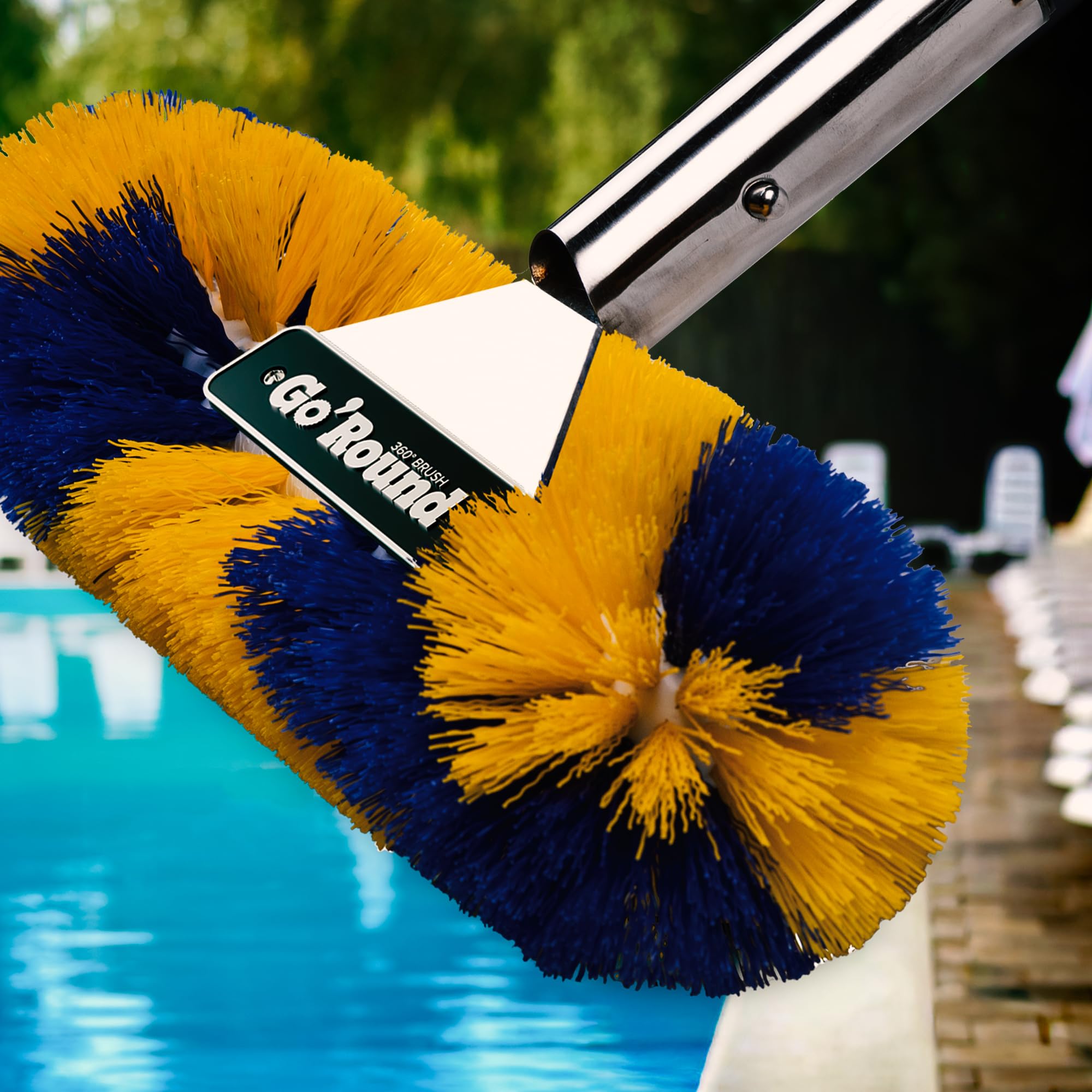 Blue Torrent Pumps 360-degree bristles reach corners and steps for thorough cleaning.