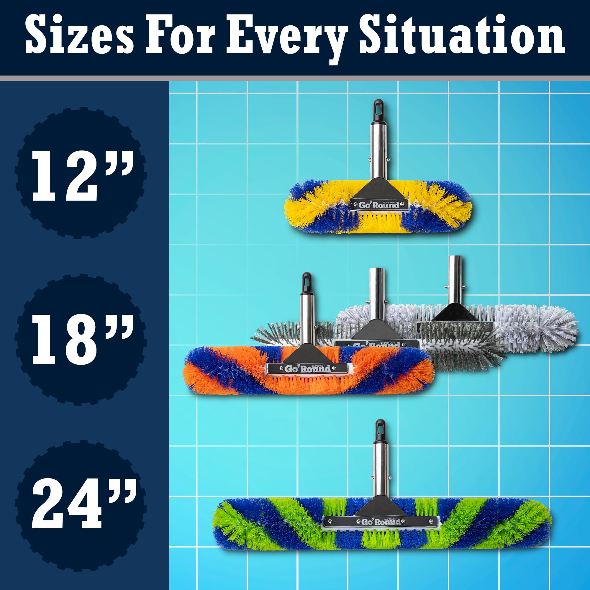 Blue Torrent Pumps GoRound 360 Pro Pool Brush used around steps and ladders.
