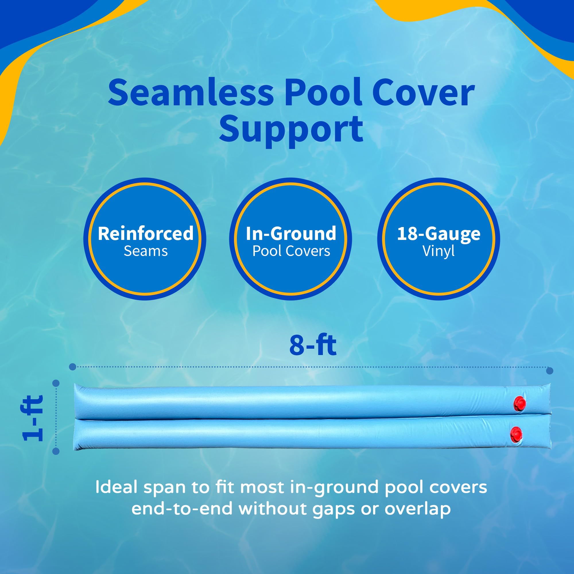 Blue Wave dual-chamber design distributes weight evenly to anchor the cover.