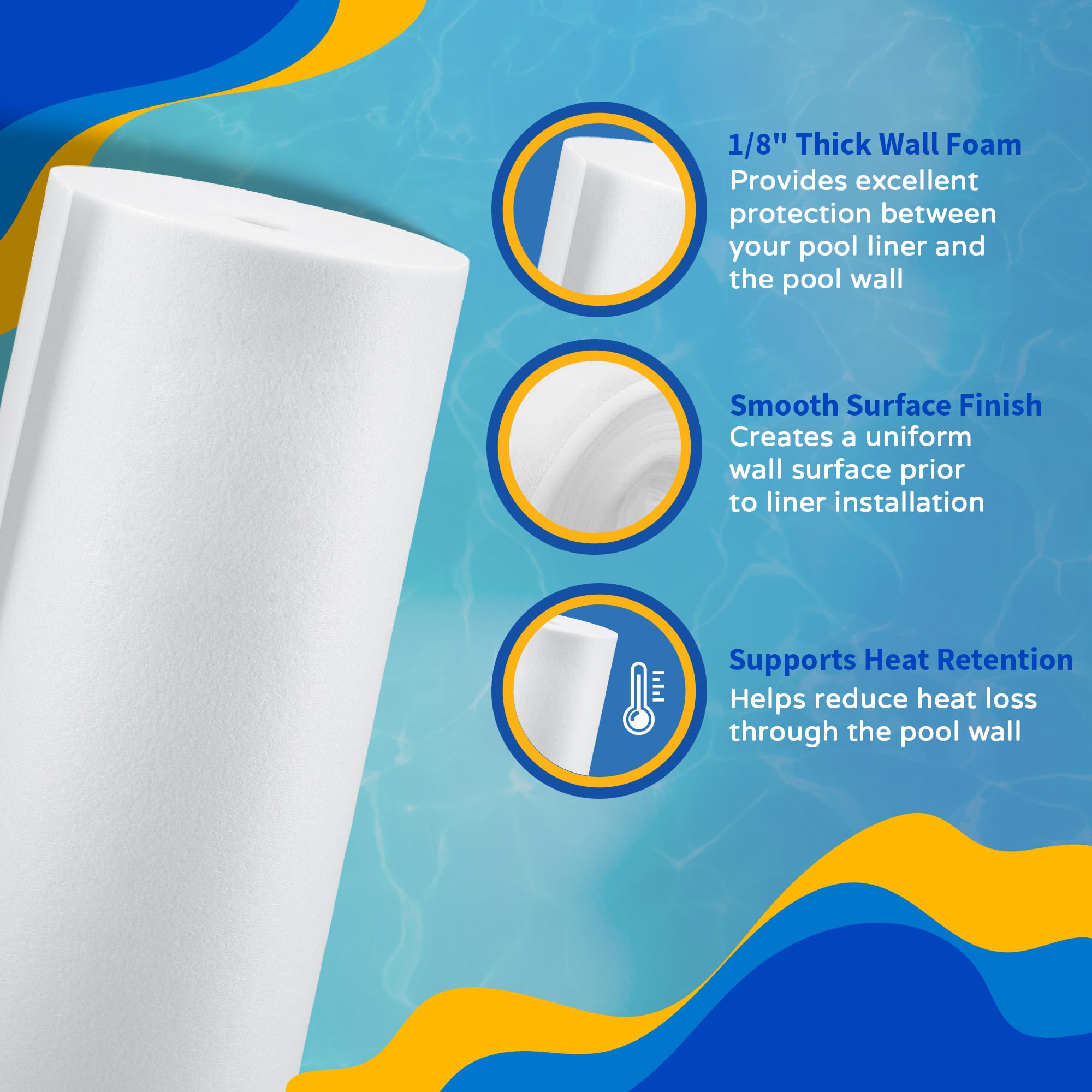 Blue Wave Gorilla Guard wall foam creates a smooth wall surface for comfortable liner fit