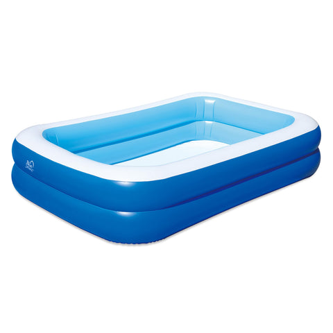 Blue Wave inflatable rectangular pool with cover keeps backyard water clean and ready.