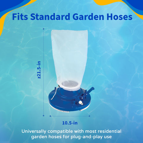 Blue Wave Leaf Bagger hose connection highlights quick setup with standard hoses.