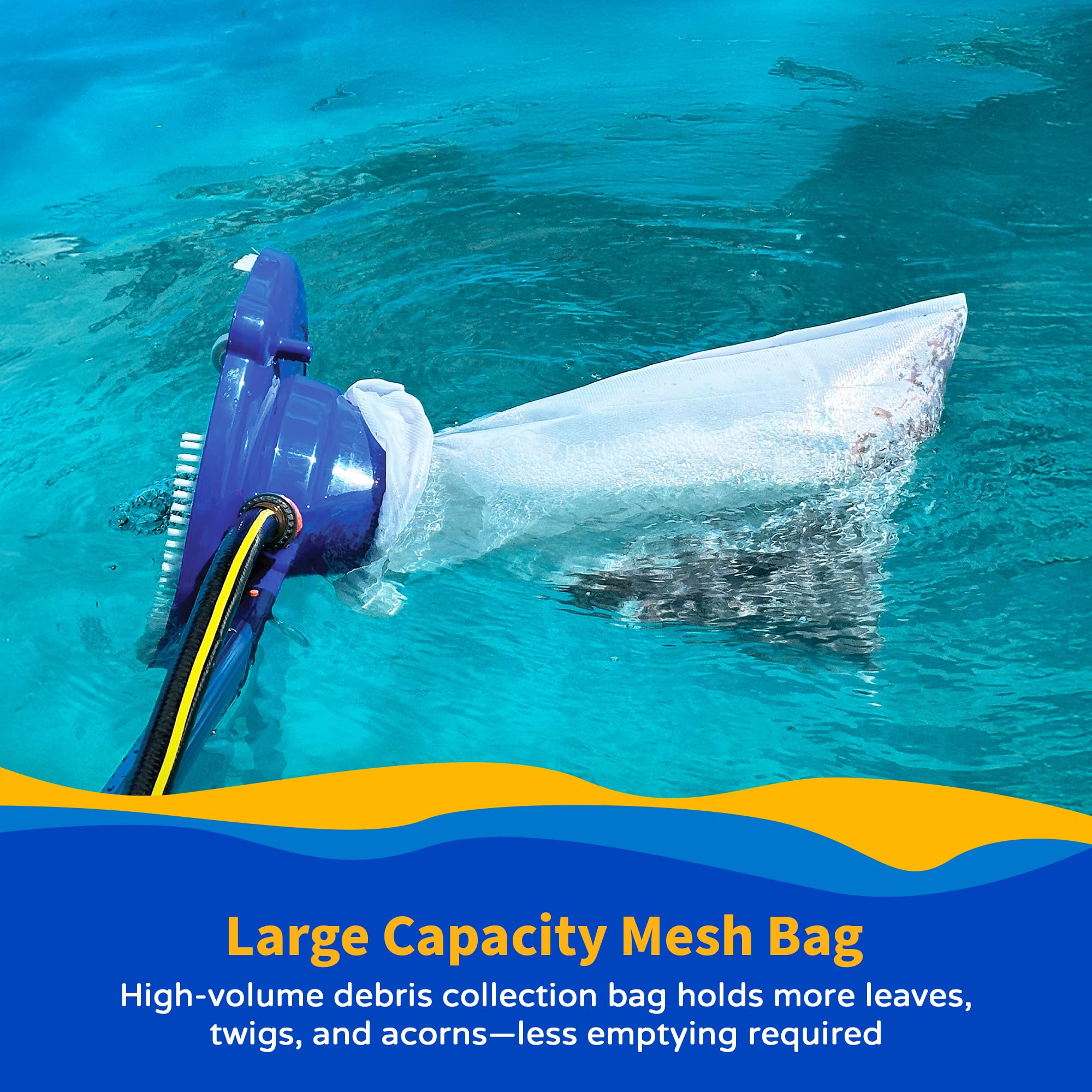 Blue Wave Leaf Bagger Snap-Adapt handle ensures easy attachment to poles.
