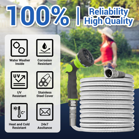 BlueBala 8-pattern nozzle provides versatile watering for plants and chores.