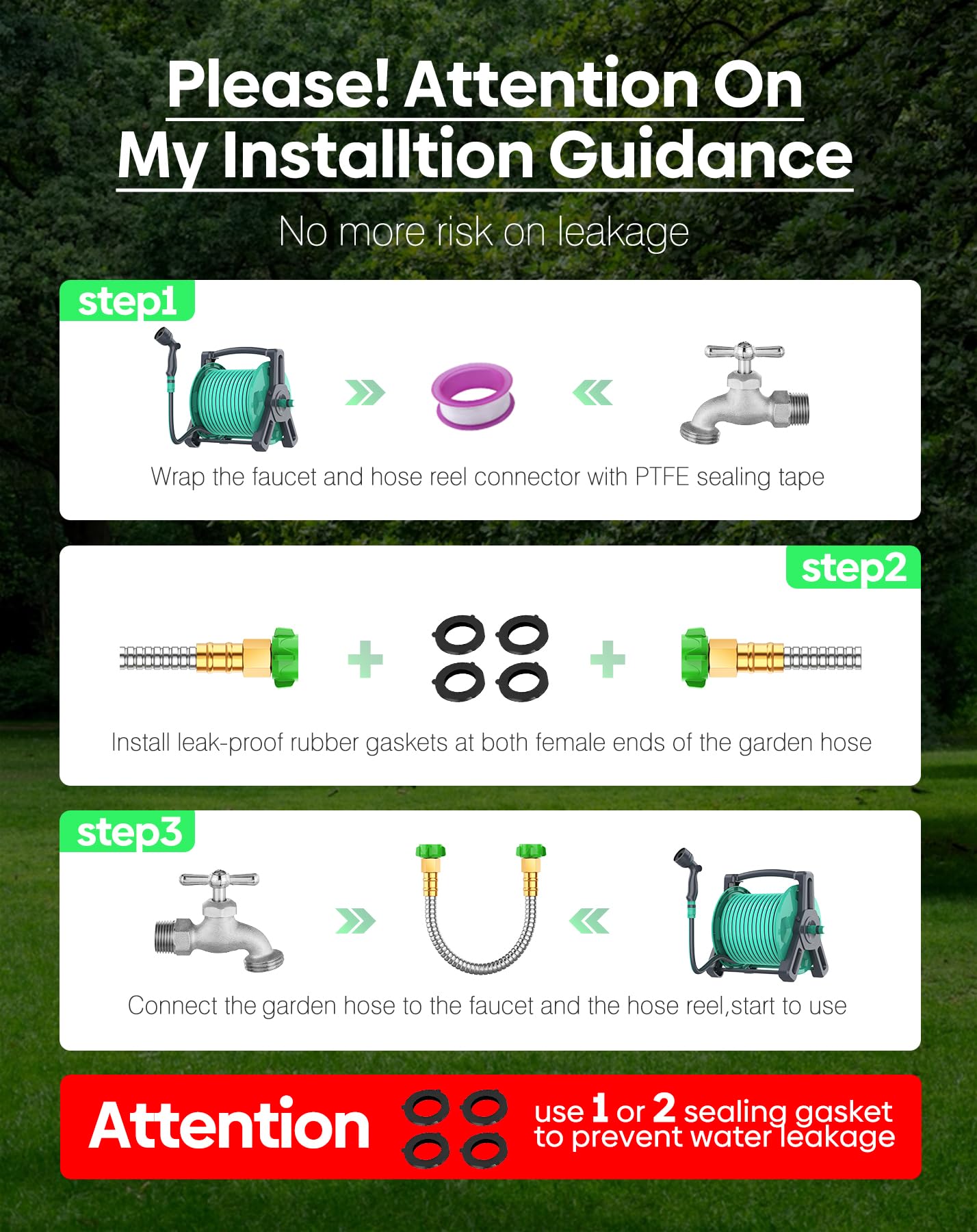BlueGarden hose reel compatibility with three-quarter-inch connector