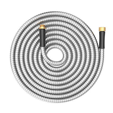 BlueGarden short metal garden hose 15ft connector for leak-free outdoor watering