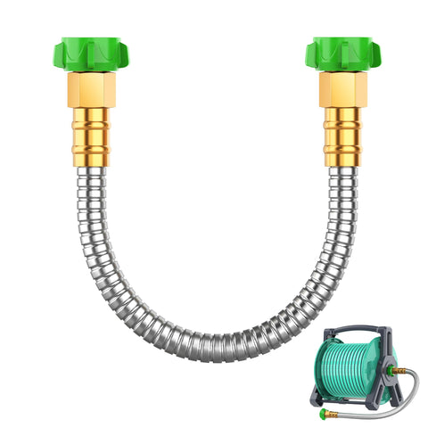 BlueGarden short metal hose with female-to-female connector for quick extension.