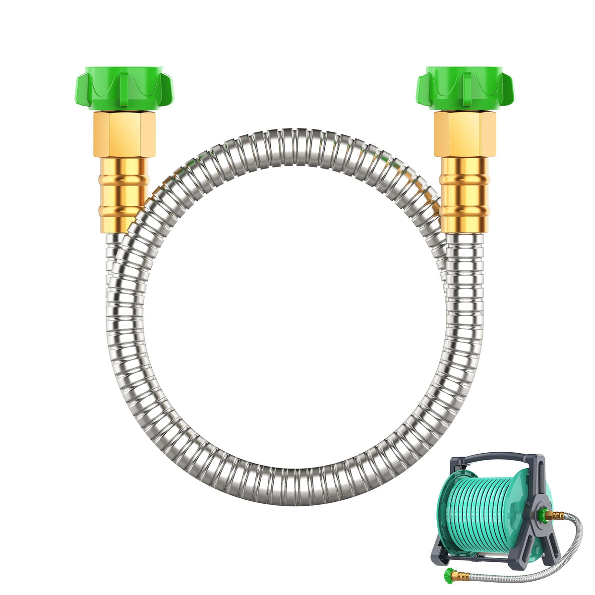 BlueGarden short metal hose with female-to-female connector for easy extensions