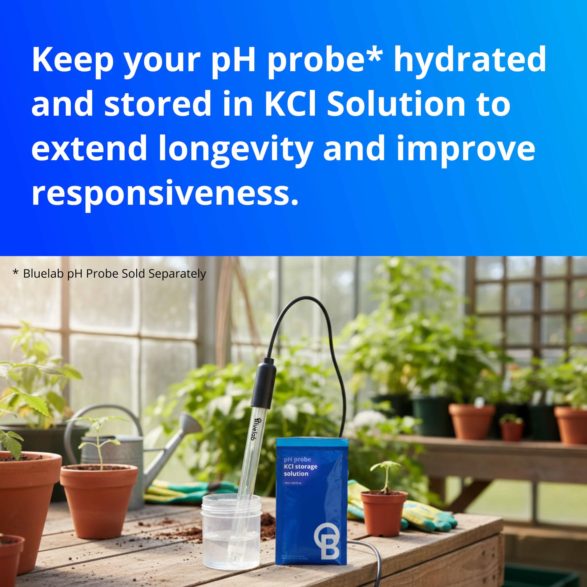 KCl storage solution bottle to extend probe life