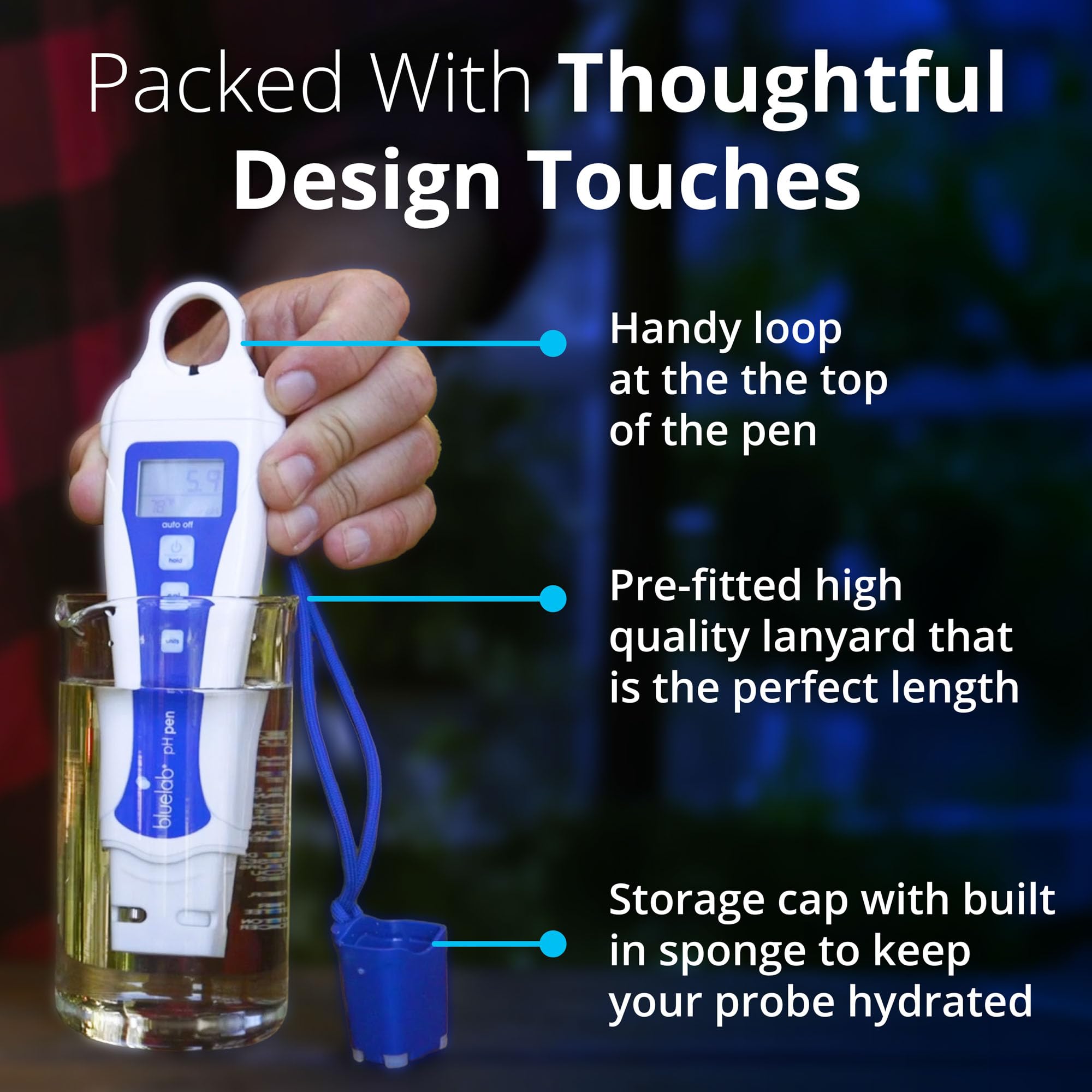 Bluelab pH Pen double-junction probe highlights minimized contamination for reliable results