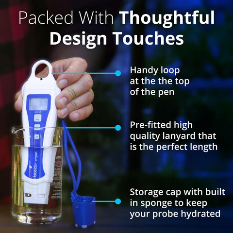 Bluelab pH Pen double-junction probe highlights minimized contamination for reliable results