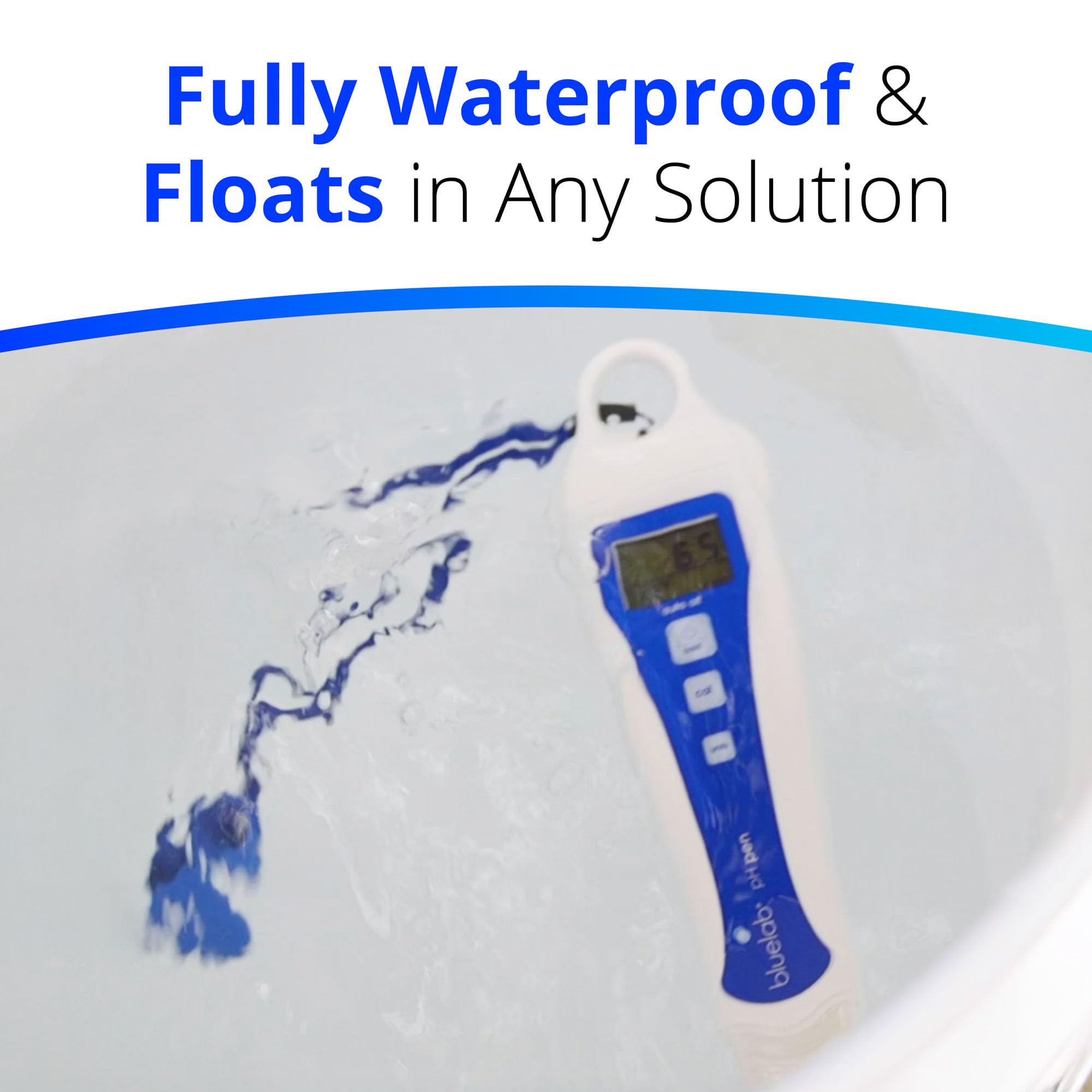 Bluelab pH Pen waterproof durability image underscores rugged use in messy environments