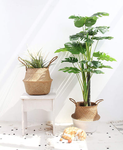 BlueMake Seagrass Belly Basket hallway decor accent.