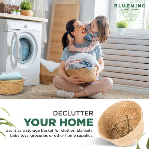 Blueming Home Decor basket planter used as stylish storage solution.