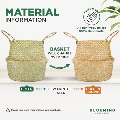 Blueming Home Decor basket planter small size fits 6-7 inch pots easily.