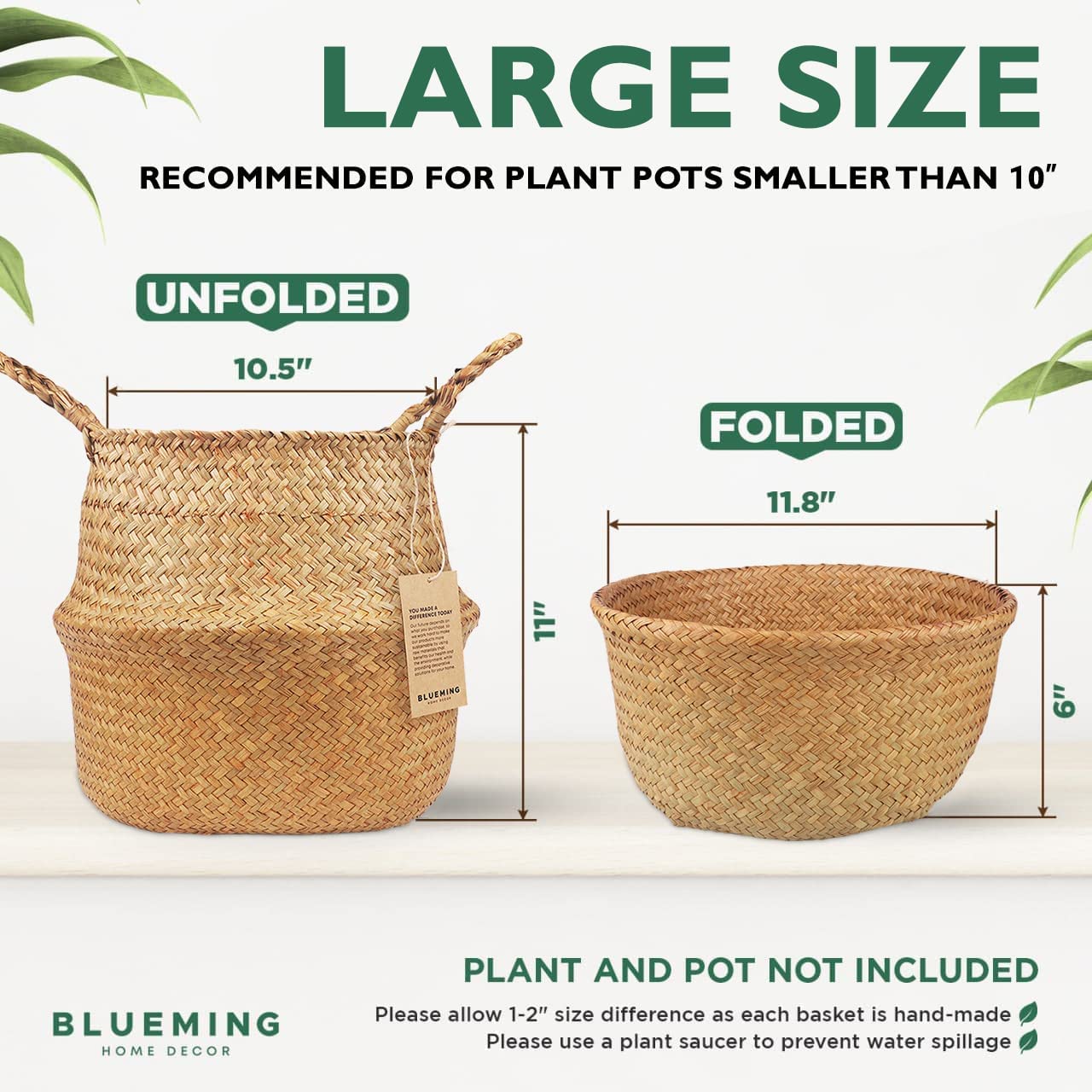 Blueming Home Decor basket is durable and lightweight for covering planters.
