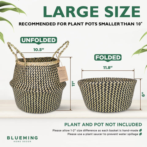 Blueming Home planter cover doubles as storage basket for versatile decor.