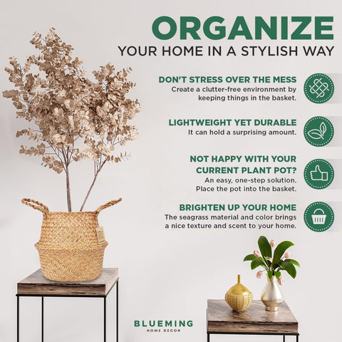 Blueming Olive Tree Basket fits tall indoor plants like snake plants gracefully.