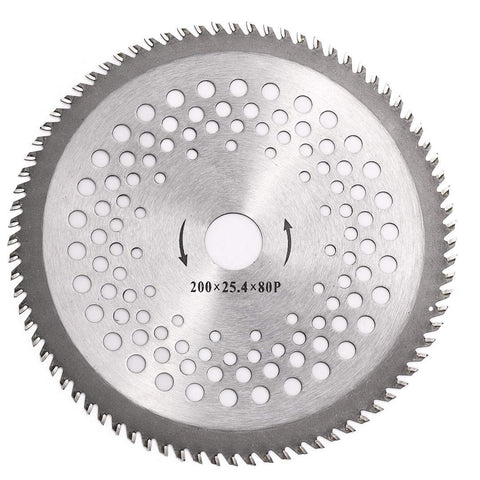 BlueNatHxRPR 8-inch carbide blade for brush cutters with long-lasting edge.