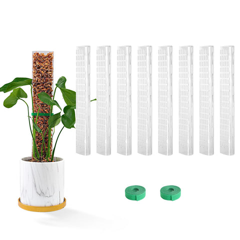 Bluepro 15-inch moss pole with flat semi-cylindrical surface supports climbing plants' aerial roots.