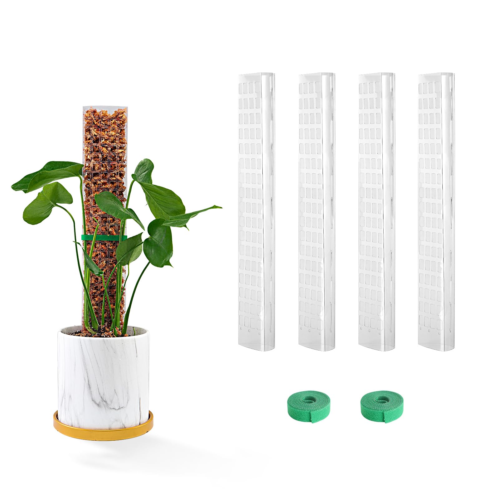 Bluepro 15-inch moss pole 4-pack supports climbing plants for upright growth.