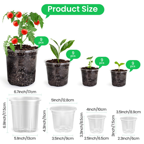 Bluepro 5-inch clear nursery pot with transparency for easy root checks