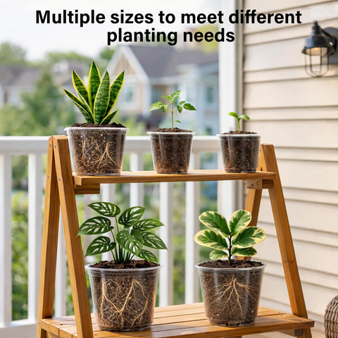 Bluepro clear nursery pot 4-inch with drainage for small plants.