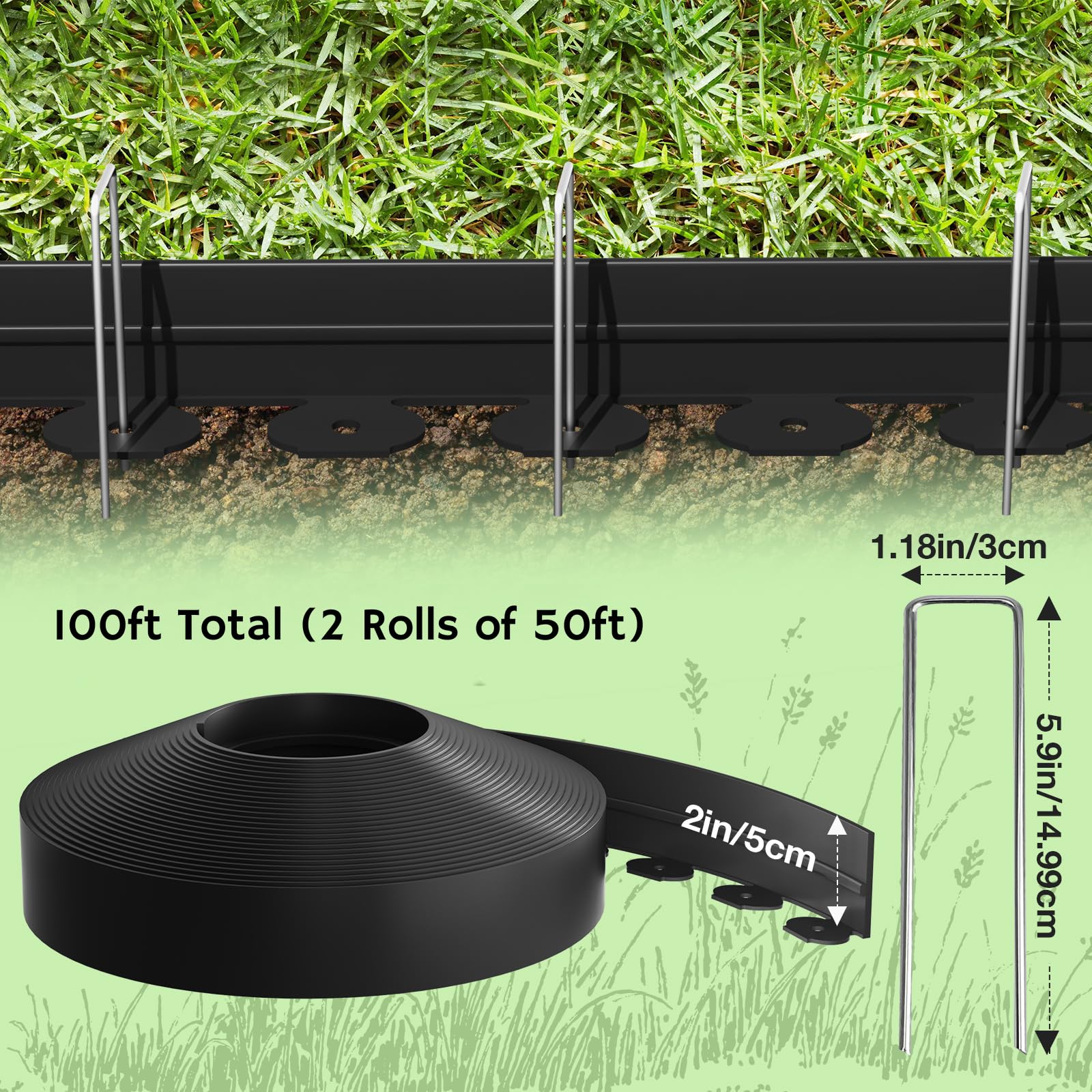Bluepro edging defines garden beds and protects tree rings with crisp lines.