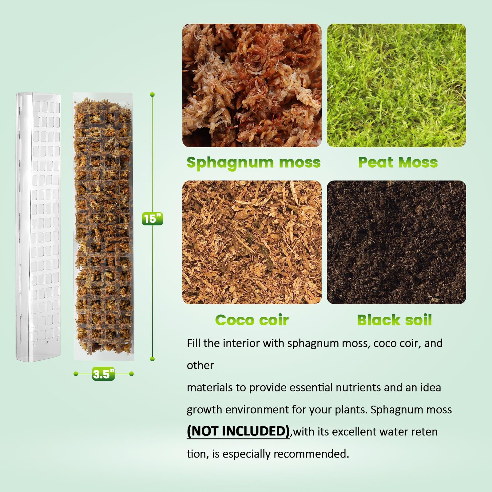 Bluepro semi-cylindrical moss pole design for secure aerial root attachment.