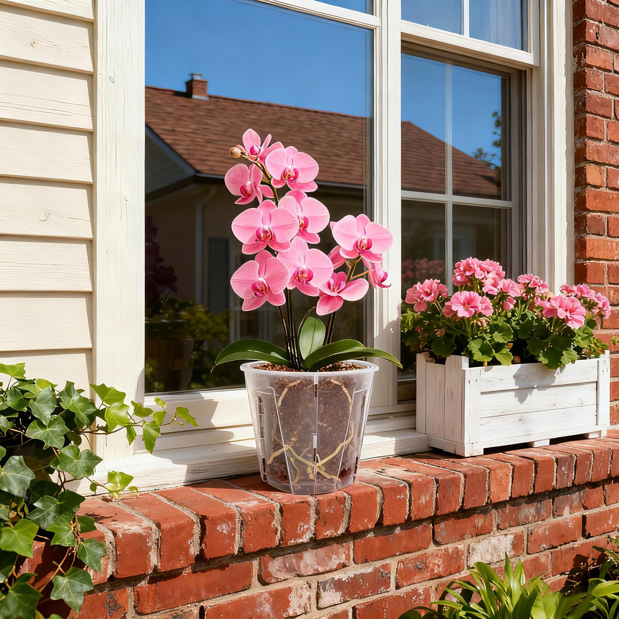 Bluepro side-open orchid pot 5inch six-pack is durable and reusable.