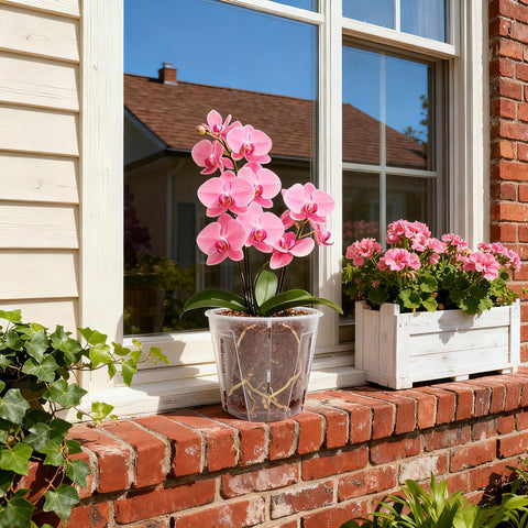 Bluepro side-open orchid pot 5inch six-pack is durable and reusable.
