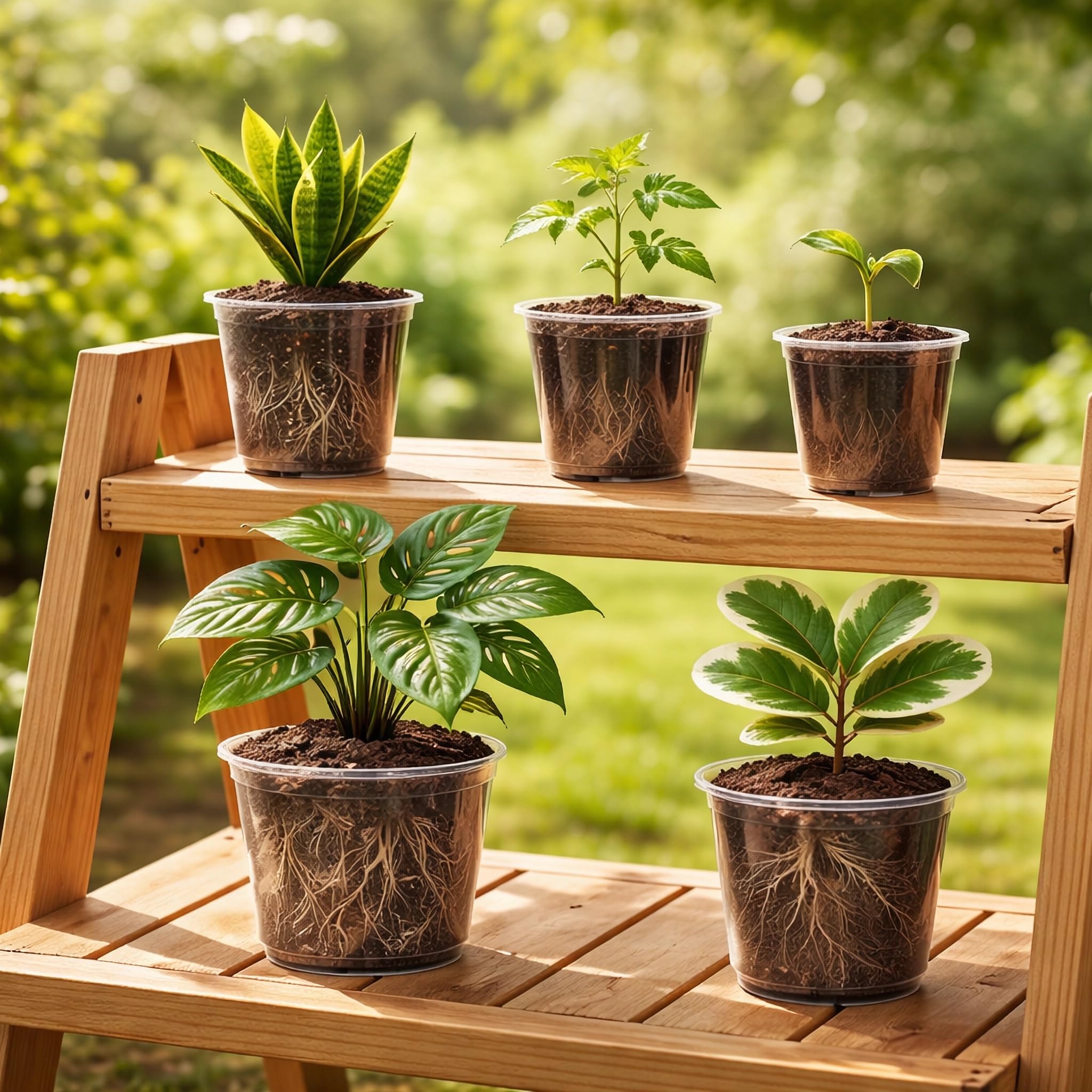 Bluepro transparent nursery pot set enhances propagation observation and cleanliness.
