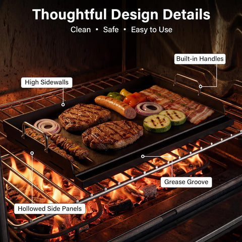 BLUES GRILL PARTS high sidewalls reduce splatter for cleaner cooking.