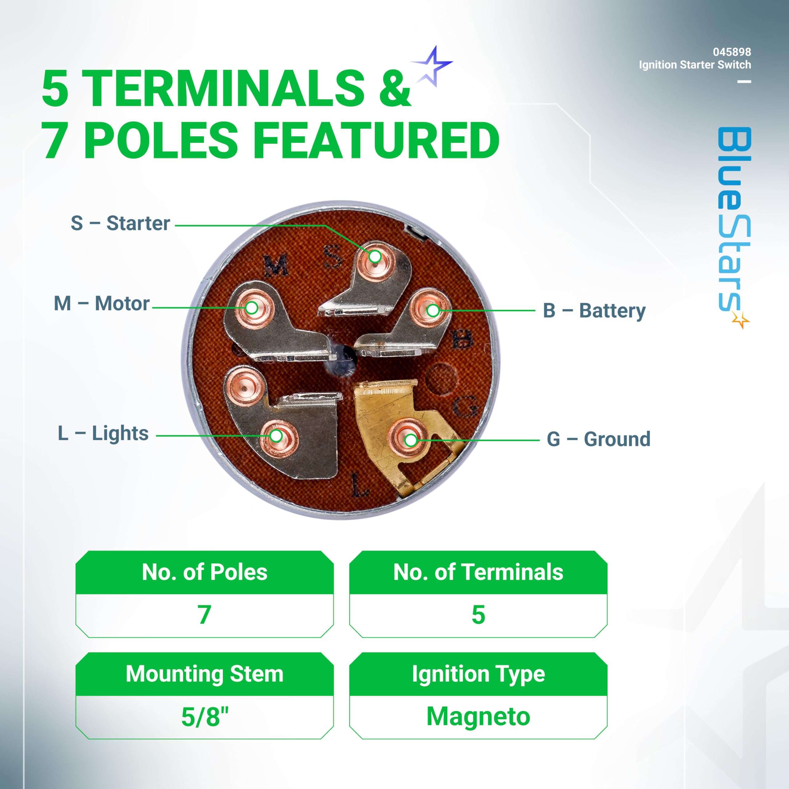 BlueStars 045898 brass-plated terminals ensure strong conductivity