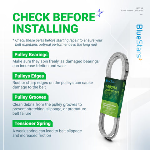 BlueStars 140294 belt replaces multiple OEM parts for versatile compatibility