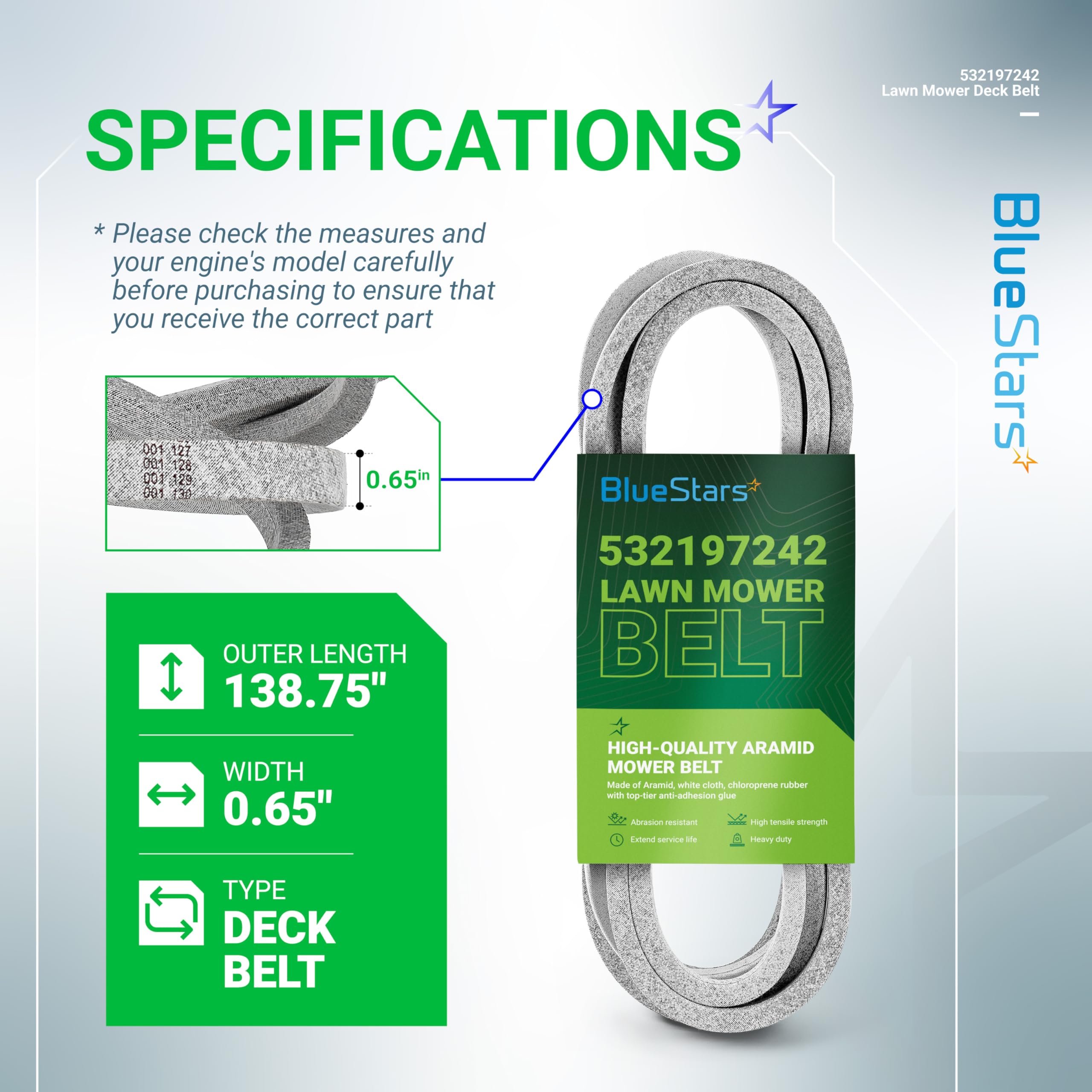 BlueStars 532197242 belt white wrap protects the material during use.