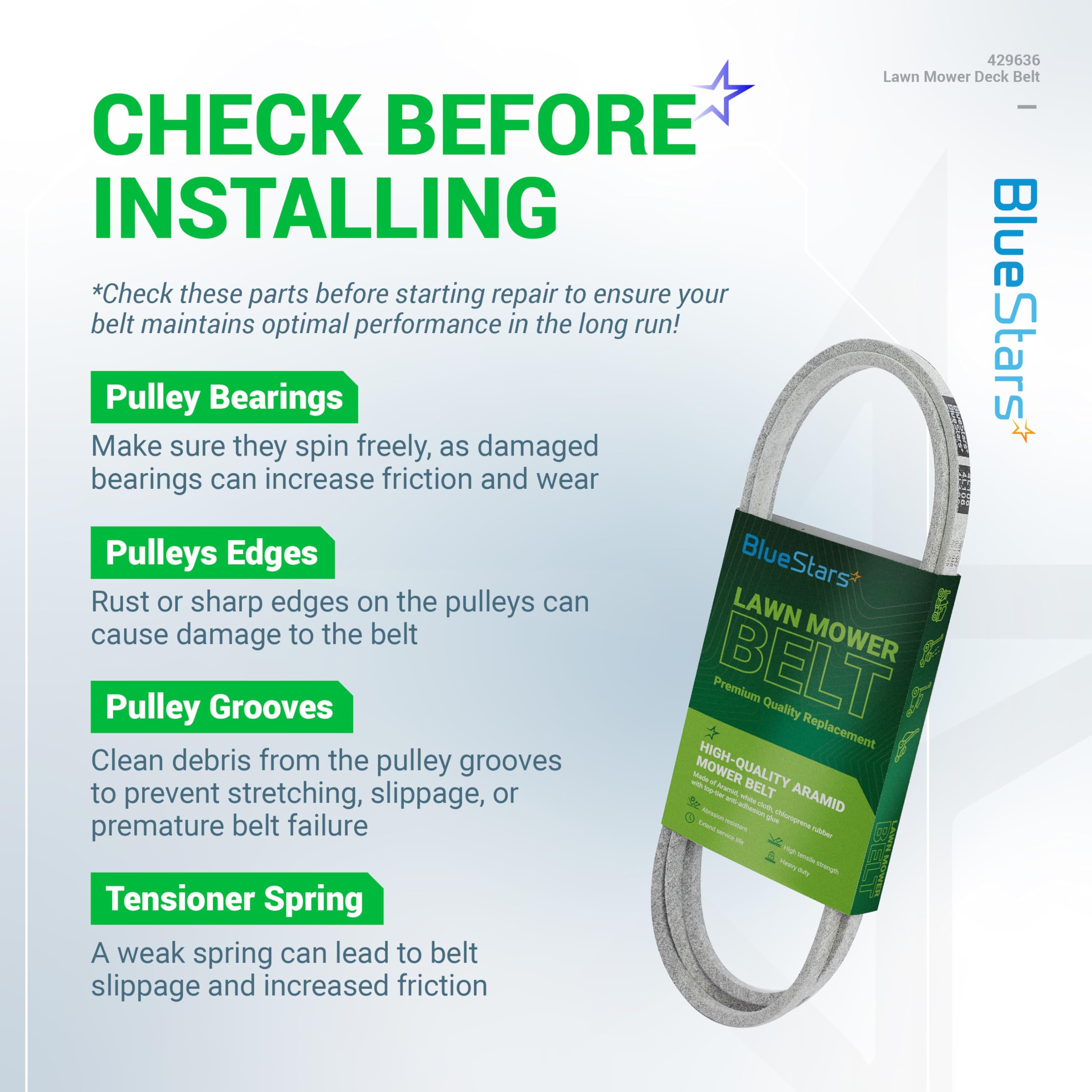 BlueStars 598559101 drive belt offers strong traction for smooth mower movement