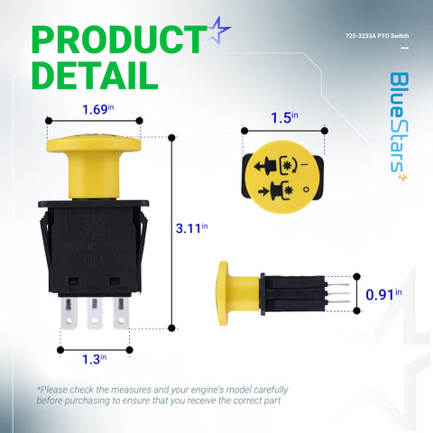 BlueStars 725-3233A switch side view highlights 2-position blade control